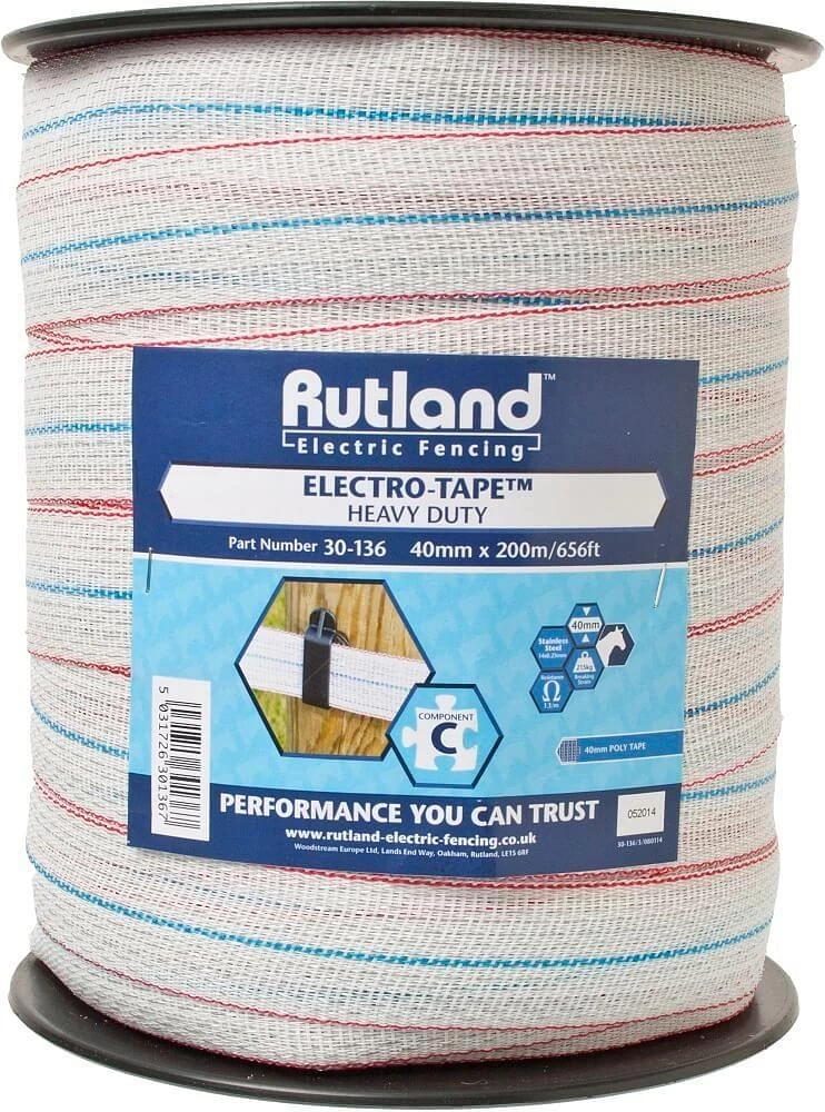 Rutland Electric Fencing 40mm Heavy Duty Electro-Tape White