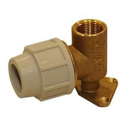 Plasson 20mm To 1/2" Brass Wall Plate Elbow (9055)