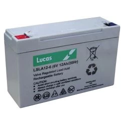 Lucas LSLA Valve Regulated Lead Acid Rechargeable Battery 6V 12Ah (LSLA12-6)